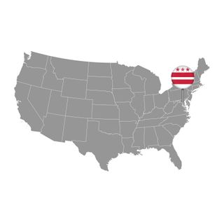 Map pointer with flag of District of Columbia