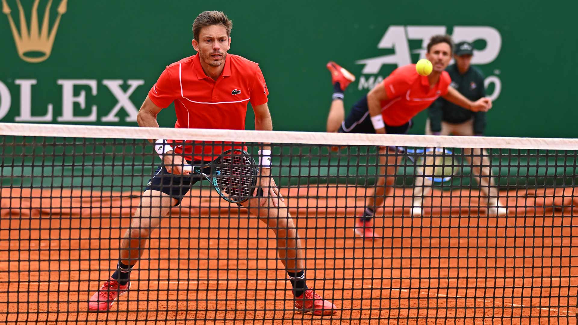 Nicolas Mahut and Edouard Roger-Vasselin in action Tuesday at the Rolex Monte-Carlo Masters.