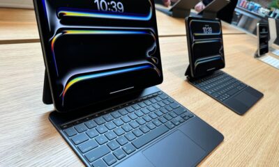 iPad Pros on a table with keyboard cases connected