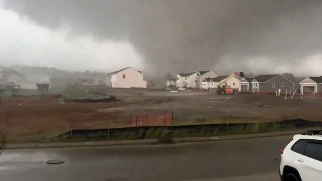 A tornado hits the Spring Hill, Tennessee, area on Wednesday, May 8, 2024.