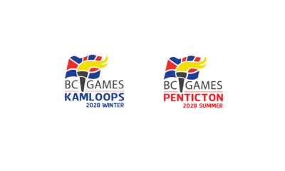 Logos for the Kamloops 2028 BC Winter Games and Penticton 2028 BC Summer Games.