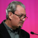 US writer Paul Auster gives a speech during the International Book Fair in Guadalajara