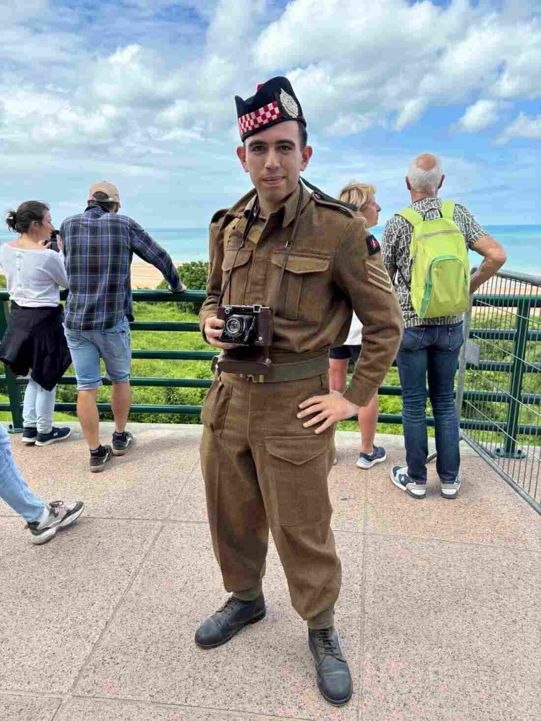 Marco Righini traveled with is World War II reenactment group from Italy.