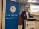 Rodney Schoettler, CEO of Municipal Hail, speaks Tuesday during an announcement about a fundraising campaign to upgrade cardiac facilities at Regina General Hospital.