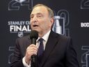 Commissioner of the NHL Gary Bettman speaks to media during a press conference prior to Game One of the 2024 Stanley Cup Final between the Florida Panthers and the Edmonton Oilers at Amerant Bank Arena on June 08, 2024 in Sunrise, Florida.