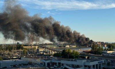 Large fire breaks out near Oak Street Bridge in Richmond, B.C.