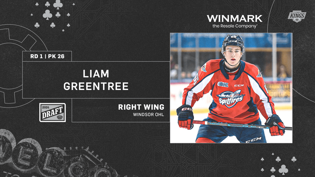 LA Kings Select Forward Liam Greentree with 26th Pick in 2024 NHL Draft