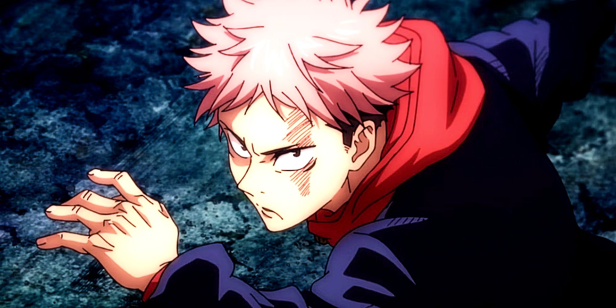 Yuji is ready to fight in Jujutsu Kaisen with a menacing glare