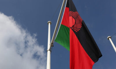 The flag of Malawi flies in central London