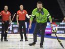 Team Saskatchewan 
Skip Mike McEwen shouts down the ice as Team Saskatchewan takes on Team Canada in Pool B action at the 2024 Montana's Brier inside the Brandt Centre on Saturday, March 2, 2024 in Regina. 