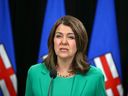 Alberta UCP Leader Danielle Smith speaks in Calgary at Hotel Arts on Wednesday, May 24, 2023.