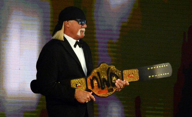 Apr 10, 2021; Tampa, Florida, USA; 2020 WWE Hall of Fame inductee Hollywood Hulk Hogan greets fans during WrestleMania 37 at Raymond James Stadium. Mandatory Credit: Joe Camporeale-USA TODAY Sports