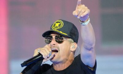 Musician Kid Rock practices at rehearsals during the final day of the Republican National Convention at the Fiserv Forum on Jul 18, 2024.