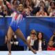 Simone Biles competes in the floor exercise on Day Four of the 2024 U.S. Olympic Team Gymnastics Trials at Target Center on June 30 in Minneapolis, Minnesota. (Jamie Squire / Getty Images via CNN Newsource)