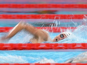 Canada's Summer Mcintosh competes in a heat of the women's 400m freestyle swimming event at the Paris 2024 Olympic Games.