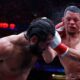 Jorge Masvidal, left, and Nate Diaz fight during the ninth round.