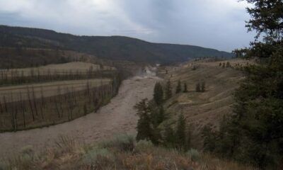 Water breaches landslide damming Chilcotin River