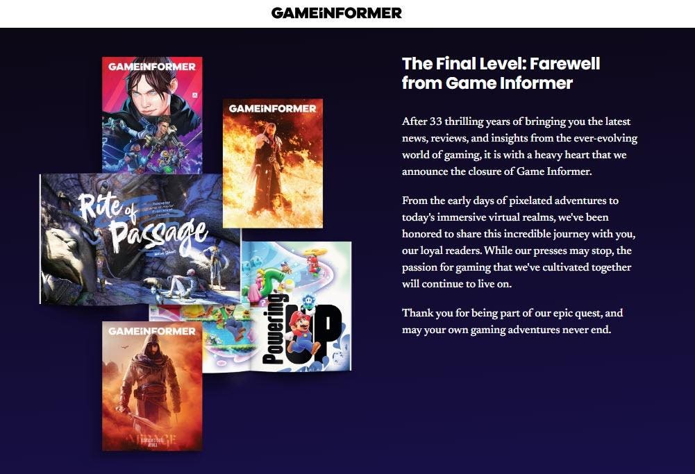 A Deleted Game Informer Is Now Redirecting To GameStop’s Closure Statement