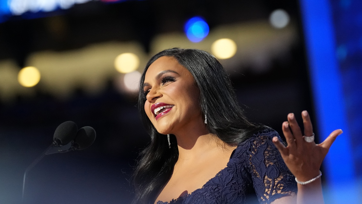 Actress Mindy Kaling jokes about 'outing' Kamala Harris as Indian at Night 3 of the DNC : NPR