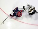 Regina Pats forward Cole Temple carries the puck against the Brandon Wheat Kings during 2024-25 WHL pre-season action at the Brandt Centre. 