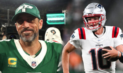 Drake Maye referred to Aaron Rodgers as the GOAT after Patriots lost to Jets