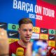 Marc Andre ter Stegen speaks to reporters during FC Barcelona's pre-season tour of the United States