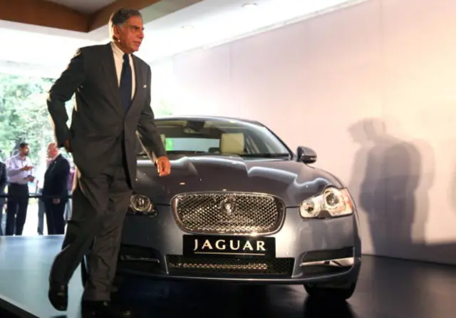 Ratan Tata at the launch of Jaguar, Land Rover brands in 2009.