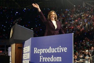 HOUSTON, TEXAS - OCTOBER 25: Democratic presidential candidate, U.S. Vice President Kamala Harris, greets supporters during a campaign rally at Shell Energy Stadium on October 25, 2024 in Houston, Texas. Vice President Kamala Harris is campaigning in Texas holding a rally supporting reproductive rights with recording artists Beyonce and Willie Nelson.  (Photo by Justin Sullivan/Getty Images)