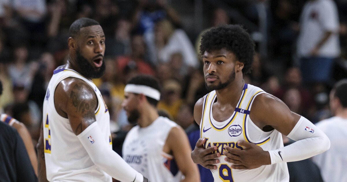 LeBron and Bronny James make history, play together in Lakers preseason game