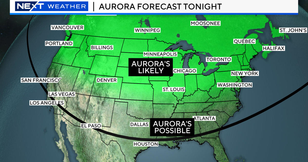 Northern lights visible in Massachusetts, forecast map shows potential for major aurora display