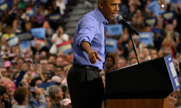 Obama slams ‘crazy’ Trump in his first campaign rally for Harris