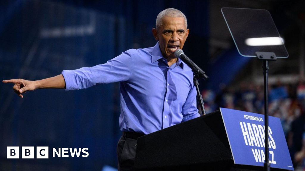 Obama urges black men to mobilise behind Harris