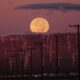 A hunter's moon sets over Mojave, California on October 17, 2024.