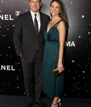 Ted Griffin and Sutton Foster, seen here in 2018, are ending their 10-year marriage. They share a daughter, Emily.