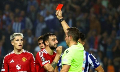 UEFA Europa League: Man United draws with Porto, captain Bruno Fernandes sent off for second game in a row