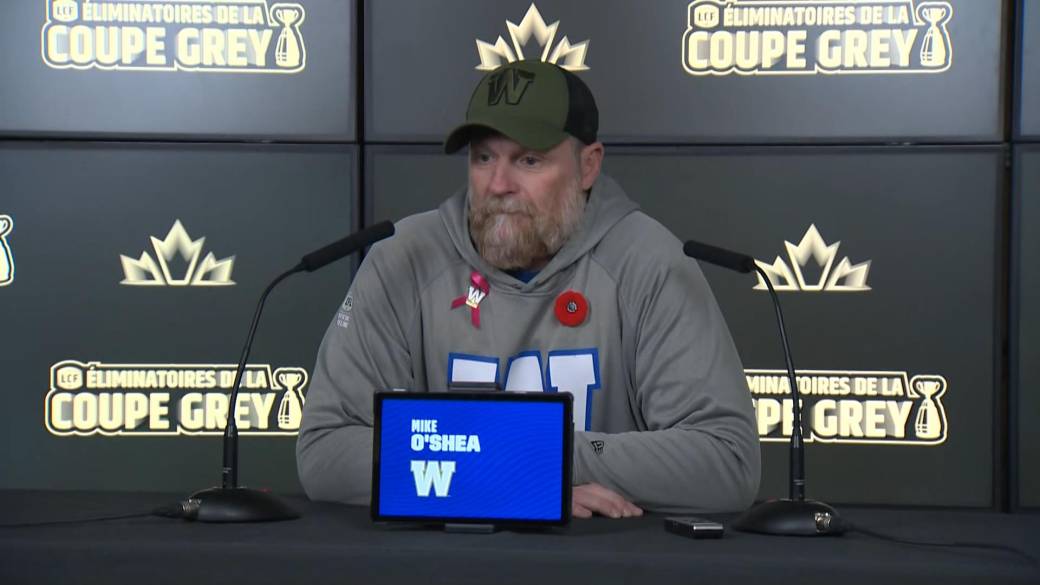 Click to play video: 'RAW: Blue Bombers Mike O’Shea Interview – Nov. 9'