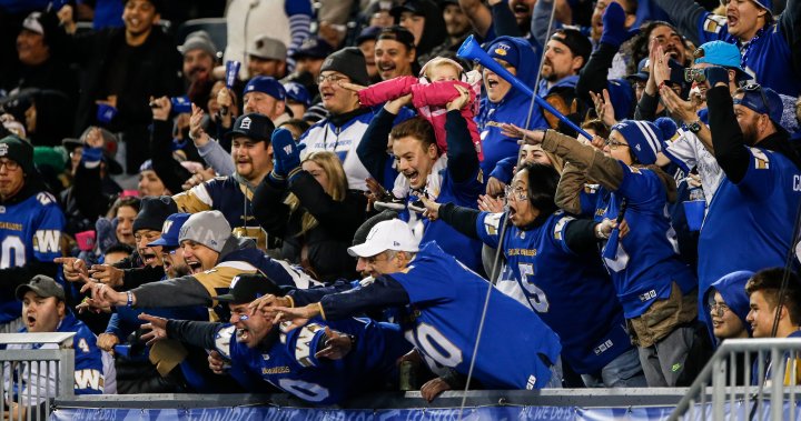 Winnipeg Blue Bombers win Western Final over Roughriders for 5th straight trip to Grey Cup - Winnipeg