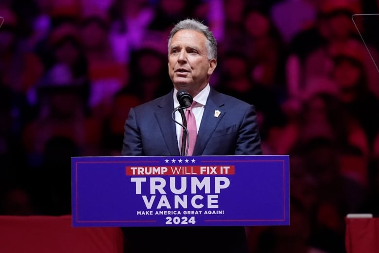 Steven Witkoff speaks at a rally for Donald Trump at Madison Square Garden last month.