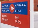 A Canada Post delivery truck leaves their depot in Montreal on Nov. 4, 2024.