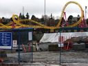 Construction of the PNE Amphitheatre in Vancouver on Nov. 13 as design costs are found to be higher than projected.