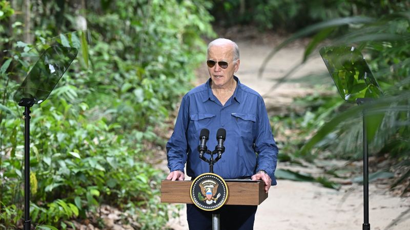 Biden makes first presidential visit to the Amazon as incoming Trump administration poses a threat to climate fight