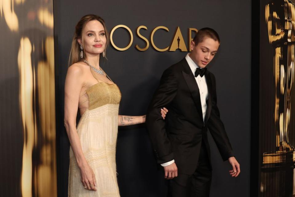 Angelina Jolie with her son Knox at the 2024 Governors Awards. John Salangsang/Shutterstock