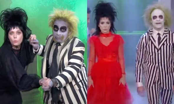 Al Roker and Dylan Dreyer as Beetlejuice and Lydia Deetz and Mark Consuelos and Kelly Ripa as Beetlejuice and Lydia Deetz