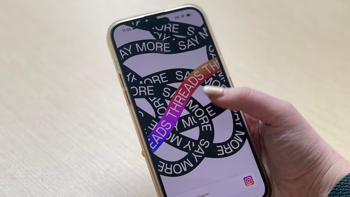 L'application Threads ouverte sur un téléphone intelligent. 