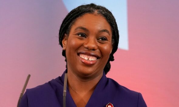 Britain's Member of Parliament Kemi Badenoch, speaks after being elected as the new leader of the opposition Conservative Party, in London, Saturday, Nov. 2, 2024. (AP Photo/Alberto Pezzali)