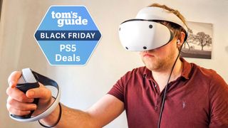 PSVR 2 in use with a Tom's Guide Black Friday deal tag