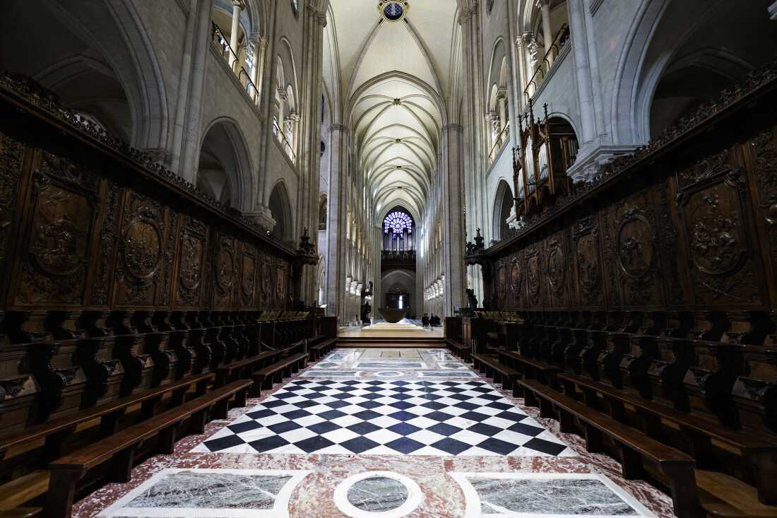 This photograph shows the choir stalls of Notre-Dame de Paris cathedral in Paris, on November 29, 2024. The Notre-Dame Cathedral is set to re-open early December 2024, with a planned weekend of ceremonies on December 7 and 8, 2024, five years after the 2019 fire which ravaged the world heritage landmark and toppled its spire. Some 250 companies and hundreds of experts were mobilised for the five-year restoration costing hundreds of millions of euros. (Photo by STEPHANE DE SAKUTIN / POOL / AFP) (Photo by STEPHANE DE SAKUTIN/POOL/AFP via Getty Images)