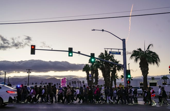 The Virgen de Guadalupe pilgrimage passes through Indio, Calif., Dec. 12, 2024.