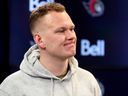 Ottawa Senators captain Brady Tkachuk speaks to the media.