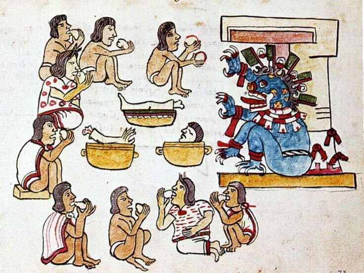 Aztecs eating human sacrifice pozole